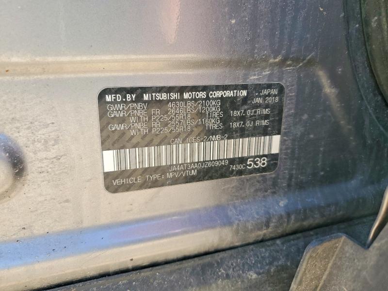 Продаж на аукціоні авто 2018 Mitsubishi Eclipse Cross, vin: JA4AT3AA0JZ609049, номер лоту: 55325506