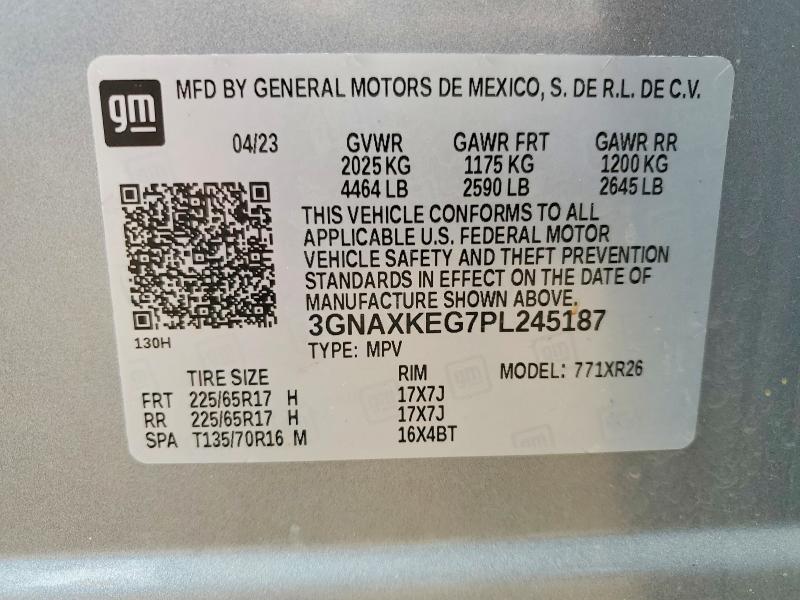55806306 :رقم المزاد ، 3GNAXKEG7PL245187 vin ، 2023 Chevrolet Equinox مزاد بيع