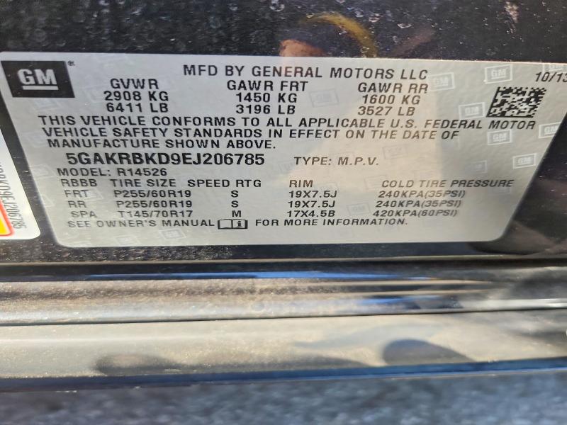 59124756 :رقم المزاد ، 5GAKRBKD9EJ206785 vin ، 2014 Buick Enclave مزاد بيع