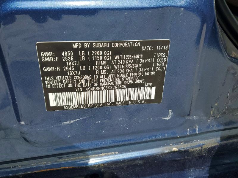 Продажа на аукционе авто 2019 Subaru Outback, vin: 4S4BSENC6K3263836, номер лота: 57470276