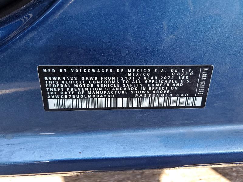 2020 Volkswagen Jetta მანქანა იყიდება აუქციონზე, vin: 3VWC57BU0LM084360, აუქციონის ნომერი: 56181506