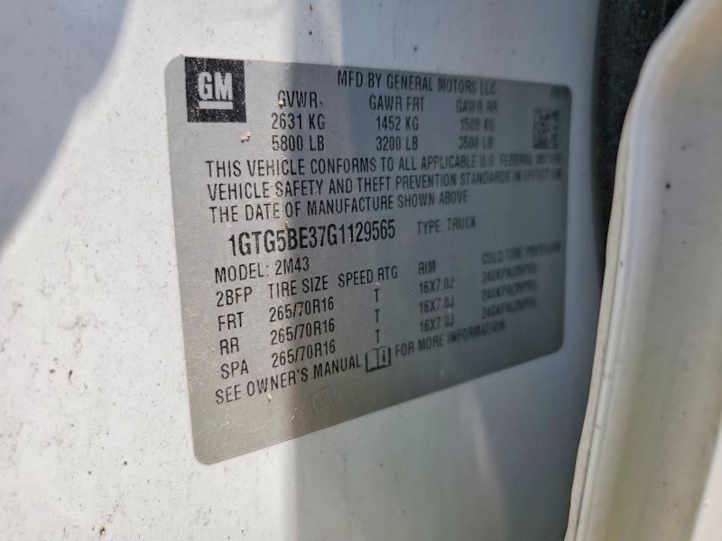58725506 :رقم المزاد ، 1GTG5BE37G1129565 vin ، 2016 Gmc Canyon مزاد بيع