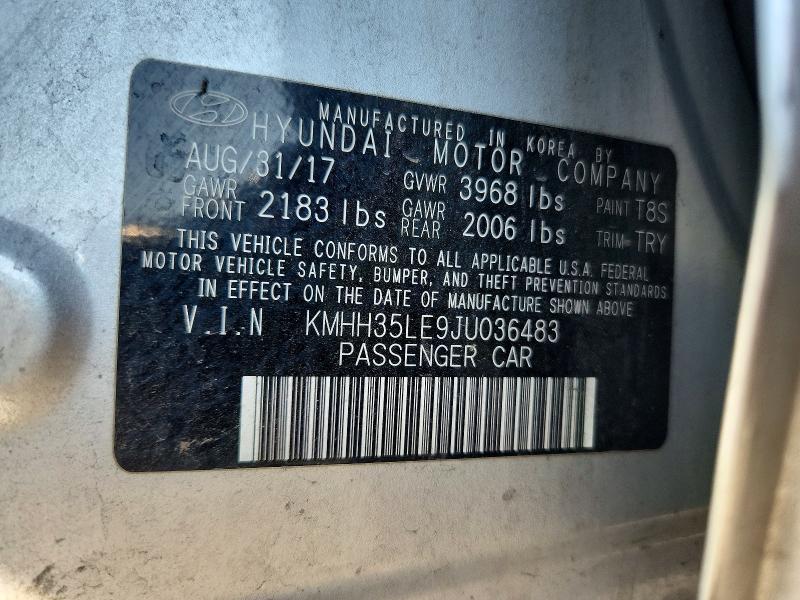 58091796 :رقم المزاد ، KMHH35LE9JU036483 vin ، 2018 Hyundai Elantra Gt مزاد بيع