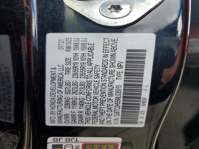 2021 Acura Rdx მანქანა იყიდება აუქციონზე, vin: 5J8TC2H55ML035915, აუქციონის ნომერი: 57155656