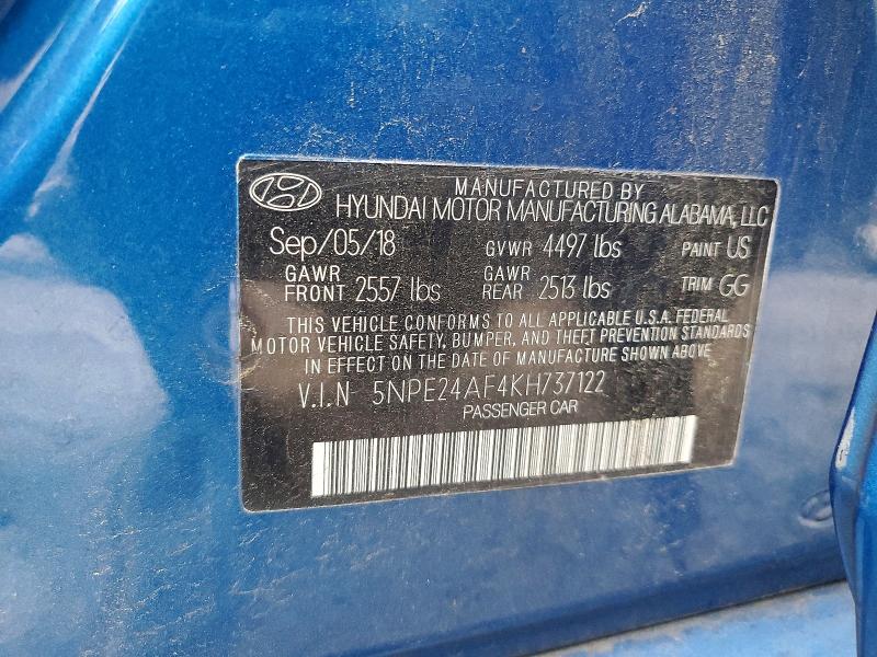 Продаж на аукціоні авто 2019 Hyundai Sonata, vin: 5NPE24AF4KH737122, номер лоту: 57176306