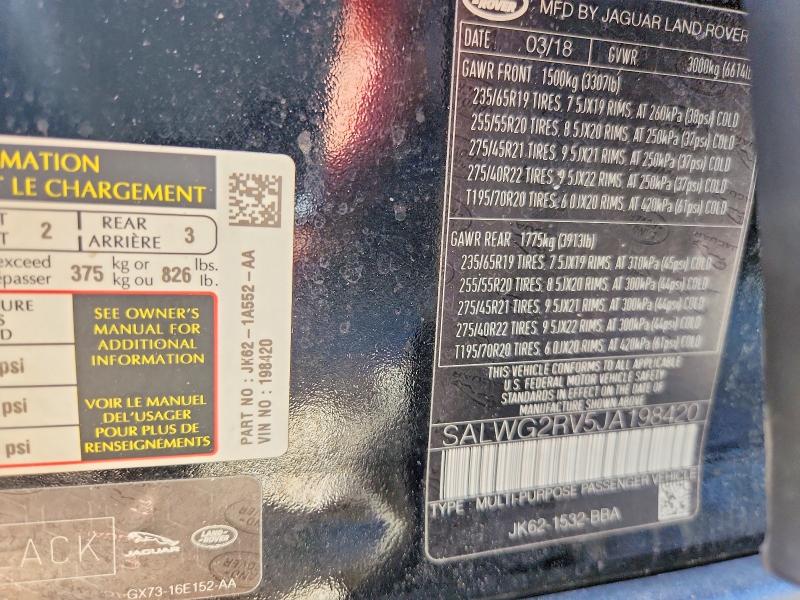 Продаж на аукціоні авто 2018 Land Rover Range Rover Sport, vin: SALWG2RV5JA198420, номер лоту: 56405656