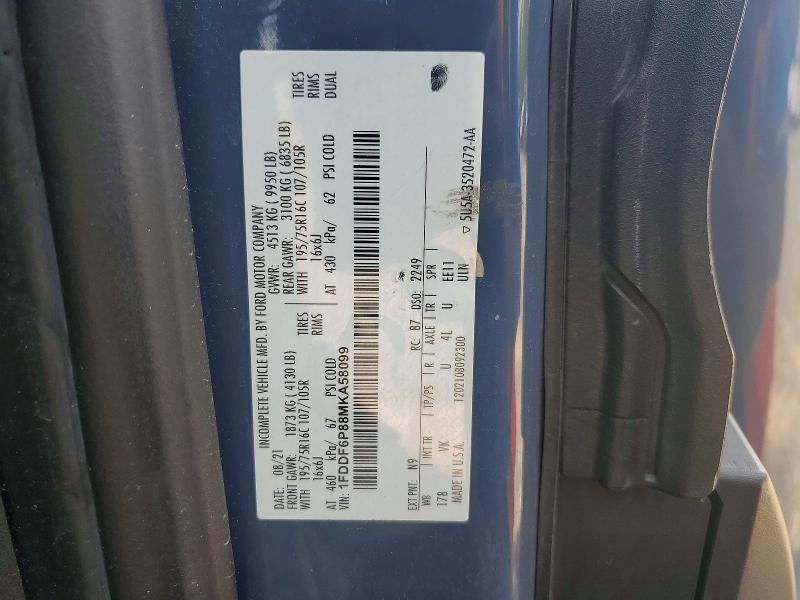 Aukcja sprzedaży 2021 Ford Transit, vin: 1FDDF6P88MKA58099, numer aukcji: 56365006