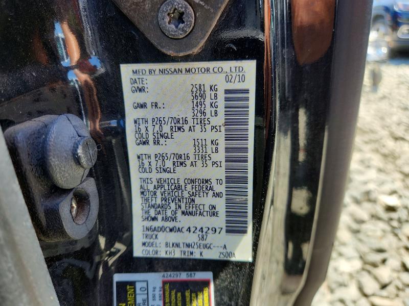 57506176 :رقم المزاد ، 1N6AD0CW0AC424297 vin ، 2010 Nissan Frontier مزاد بيع