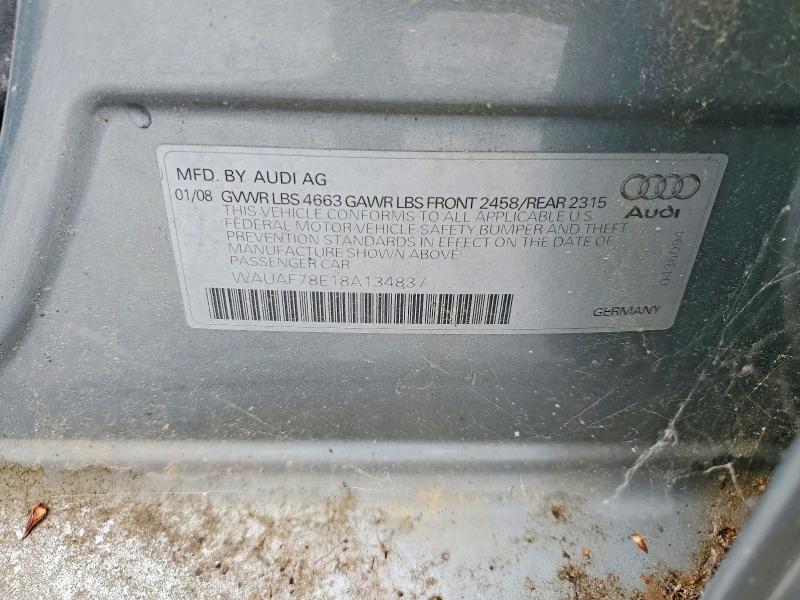 Продаж на аукціоні авто 2008 Audi A4, vin: WAUAF78E18A134837, номер лоту: 57922976