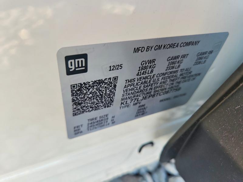 Aukcja sprzedaży 2026 Chevrolet Trax, vin: KL77LJEP8TC087759, numer aukcji: 56397936