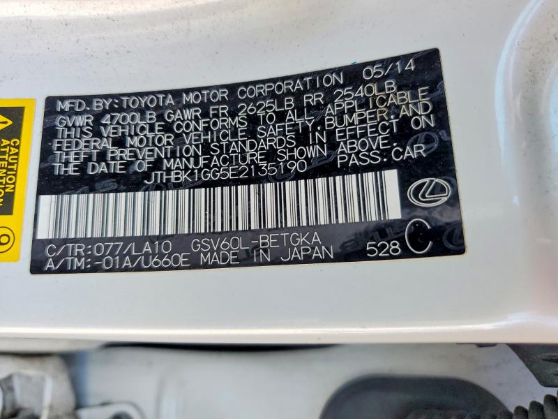Aukcja sprzedaży 2014 Lexus Es, vin: JTHBK1GG5E2135190, numer aukcji: 56936316
