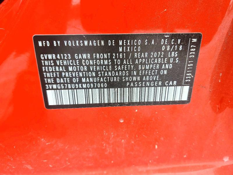 Aukcja sprzedaży 2019 Volkswagen Jetta, vin: 3VWG57BU9KM097060, numer aukcji: 58803546