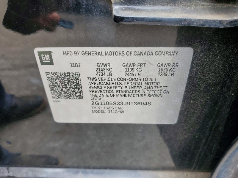 Aukcja sprzedaży 2018 Chevrolet Impala, vin: 2G1105S33J9136048, numer aukcji: 57410466