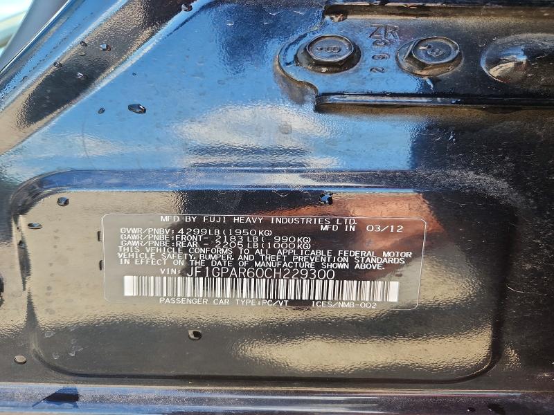 56784896 :رقم المزاد ، JF1GPAR60CH229300 vin ، 2012 Subaru Impreza مزاد بيع