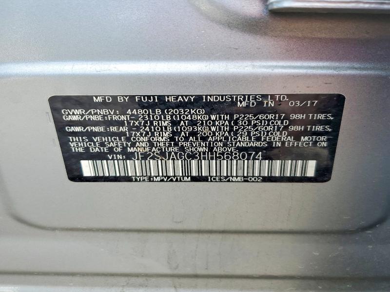 Aukcja sprzedaży 2017 Subaru Forester, vin: JF2SJAGC3HH568074, numer aukcji: 57354736