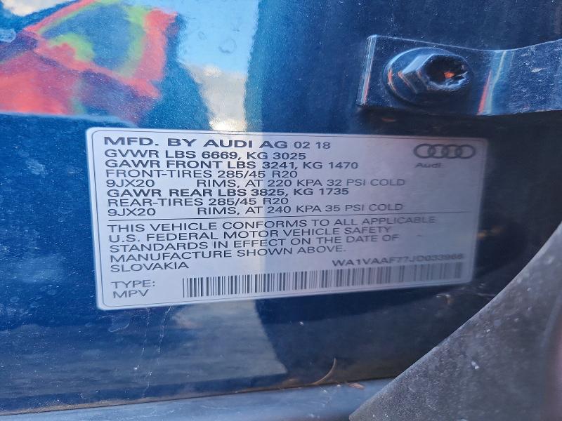 Продажа на аукционе авто 2018 Audi Q7, vin: WA1VAAF77JD033966, номер лота: 56331126