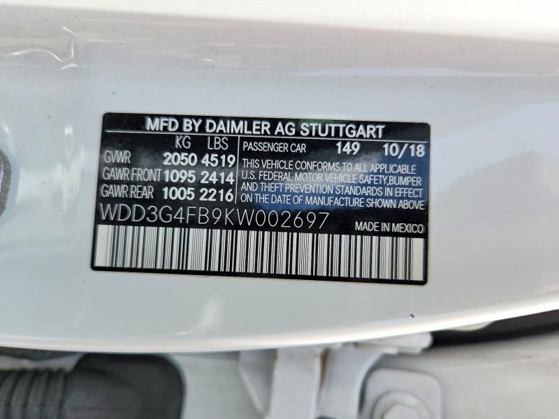 Продажа на аукционе авто 2019 Mercedes-benz A, vin: WDD3G4FB9KW002697, номер лота: 56476196