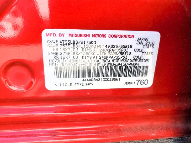 Aukcja sprzedaży 2016 Mitsubishi Outlander, vin: JA4AD3A34GZ026961, numer aukcji: 55918906