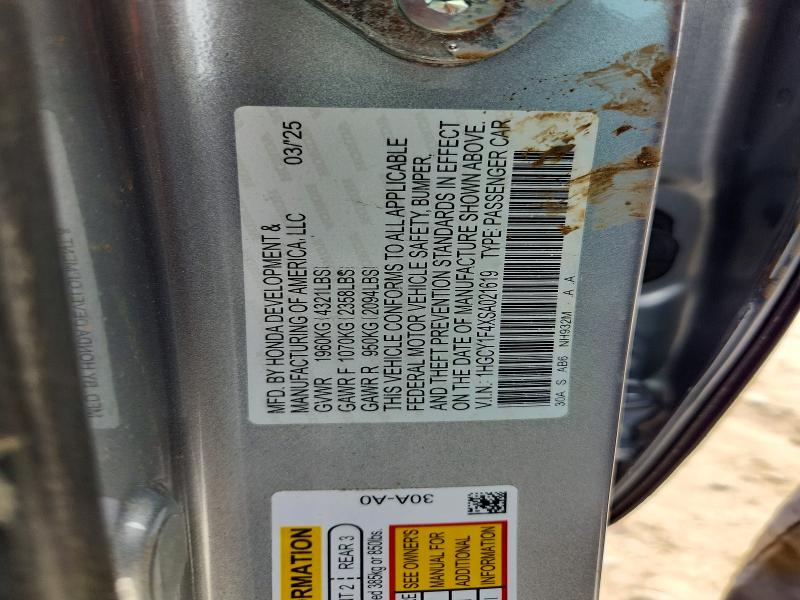 Продажа на аукционе авто 2025 Honda Accord, vin: 1HGCY1F4XSA021619, номер лота: 57948476