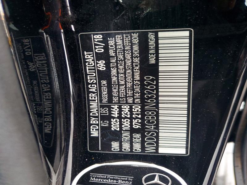 2018 Mercedes-benz Cla მანქანა იყიდება აუქციონზე, vin: WDDSJ4GB8JN632629, აუქციონის ნომერი: 56157746