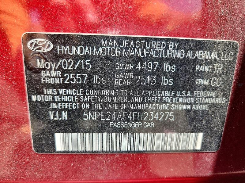 Продажа на аукционе авто 2015 Hyundai Sonata, vin: 5NPE24AF4FH234275, номер лота: 59116396