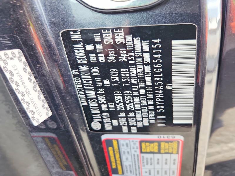 2020 Kia Sorento მანქანა იყიდება აუქციონზე, vin: 5XYPH4A58LG654154, აუქციონის ნომერი: 54605966