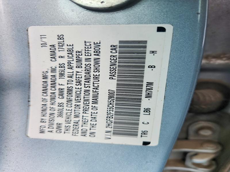 Aukcja sprzedaży 2012 Honda Civic, vin: 2HGFB2F55CH528007, numer aukcji: 56895016