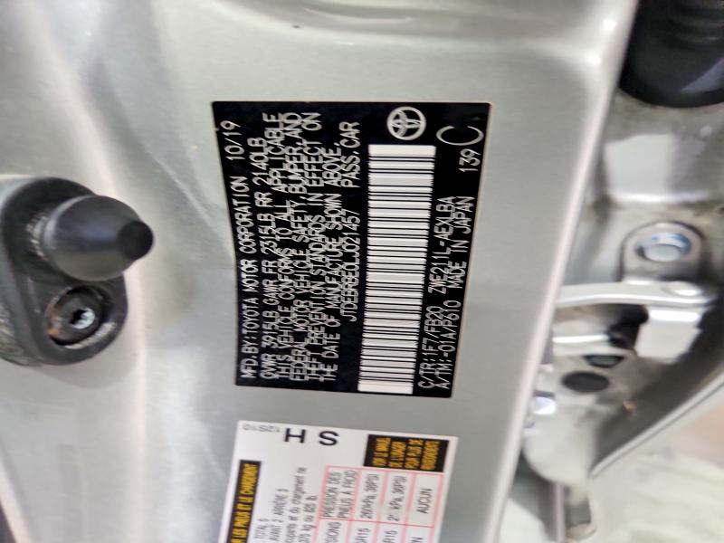 2020 Toyota Corolla მანქანა იყიდება აუქციონზე, vin: JTDEBRBE0LJ021457, აუქციონის ნომერი: 56681746
