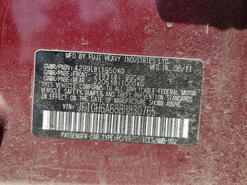 Продаж на аукціоні авто 2011 Subaru Impreza, vin: JF1GH6A68BH830765, номер лоту: 59246576