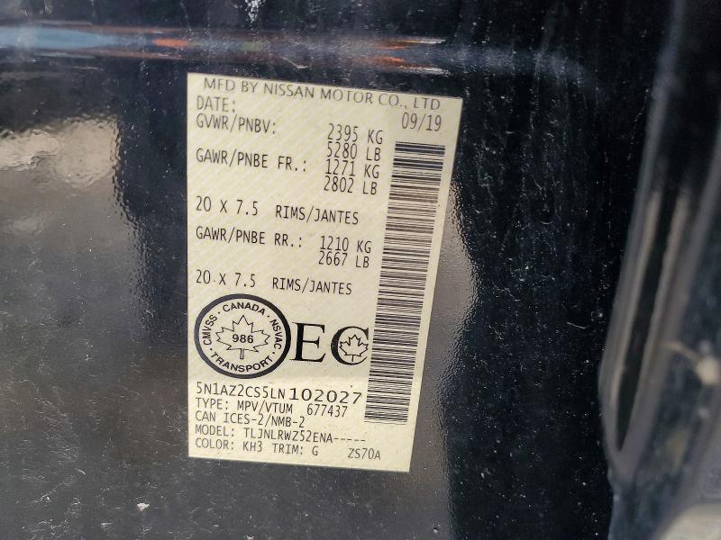 Продажа на аукционе авто 2020 Nissan Murano, vin: 5N1AZ2CS5LN102027, номер лота: 56848276