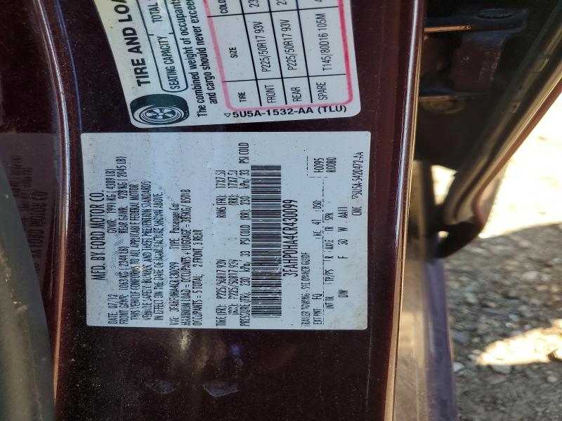 Продаж на аукціоні авто 2012 Ford Fusion, vin: 3FAHP0HA4CR430099, номер лоту: 58551366