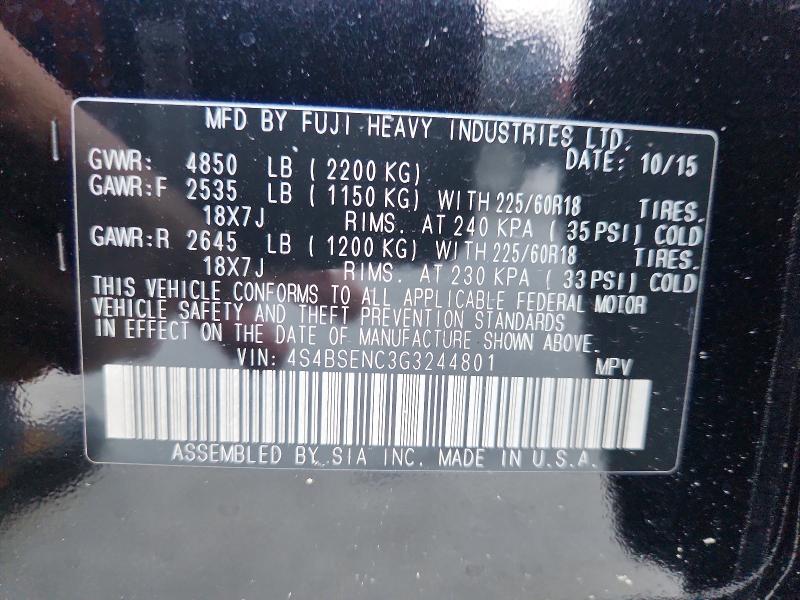 58193856 :رقم المزاد ، 4S4BSENC3G3244801 vin ، 2016 Subaru Outback مزاد بيع