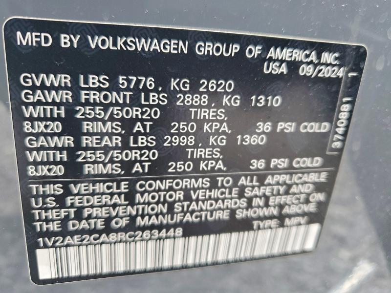 Продажа на аукционе авто 2024 Volkswagen Atlas Cross Sport, vin: 1V2AE2CA8RC263448, номер лота: 57054746