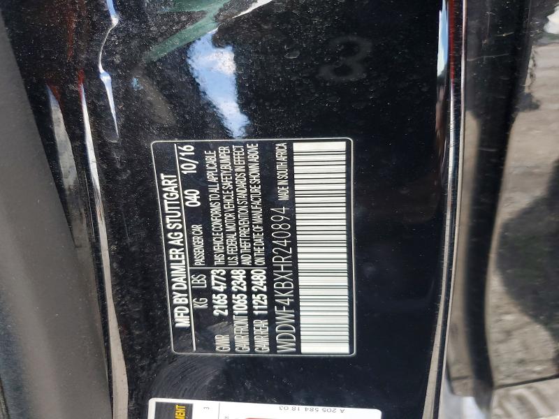 58038646 :رقم المزاد ، WDDWF4KBXHR240894 vin ، 2017 Mercedes-benz C مزاد بيع