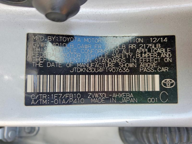 Продажа на аукционе авто 2015 Toyota Prius, vin: JTDKN3DU4F1907636, номер лота: 58633666