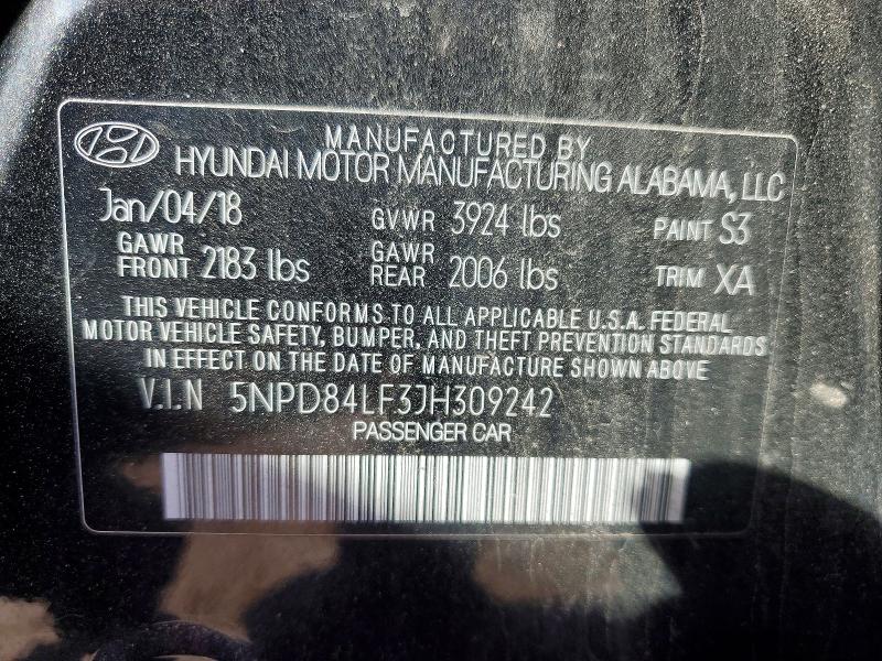 Aukcja sprzedaży 2018 Hyundai Elantra, vin: 5NPD84LF3JH309242, numer aukcji: 55388366