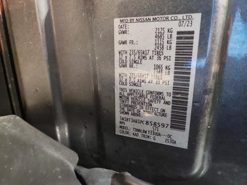 55435766 :رقم المزاد ، 5N1BT3AB1PC858597 vin ، 2023 Nissan Rogue مزاد بيع