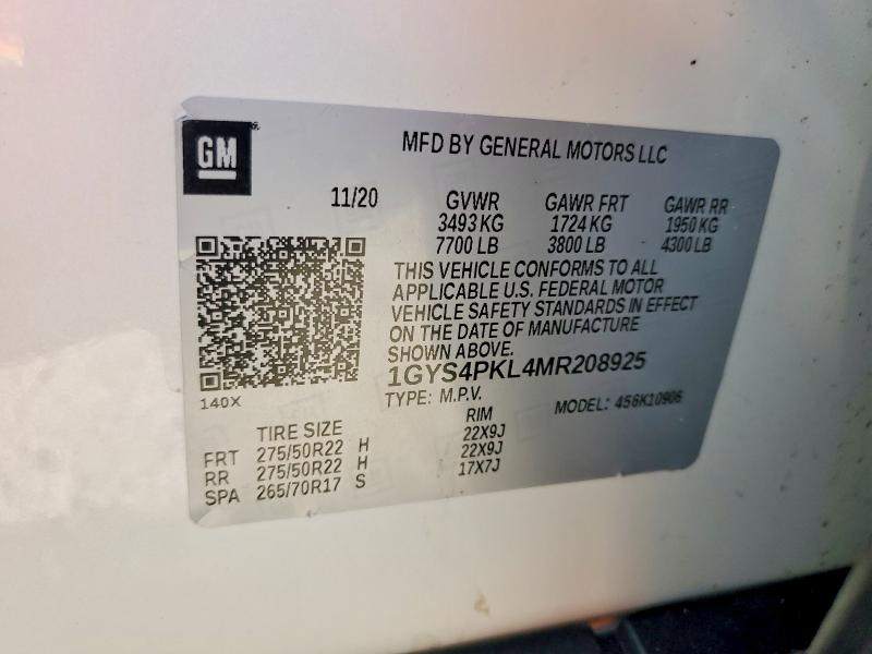Продаж на аукціоні авто 2021 Cadillac Escalade, vin: 1GYS4PKL4MR208925, номер лоту: 57260836