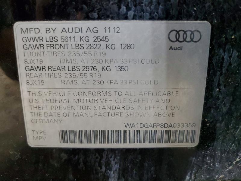 Продажа на аукционе авто 2013 Audi Q5, vin: WA1DGAFP8DA033359, номер лота: 56351806