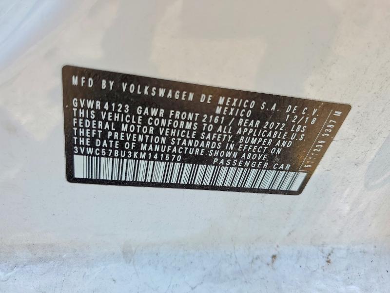 Продажа на аукционе авто 2019 Volkswagen Jetta, vin: 3VWC57BU3KM141570, номер лота: 57527446