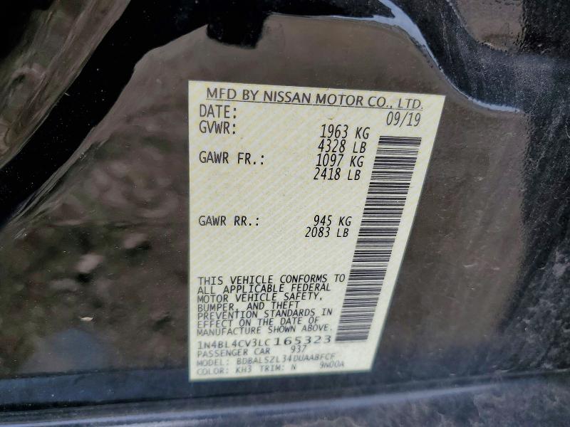 Aukcja sprzedaży 2020 Nissan Altima, vin: 1N4BL4CV3LC165323, numer aukcji: 58991516