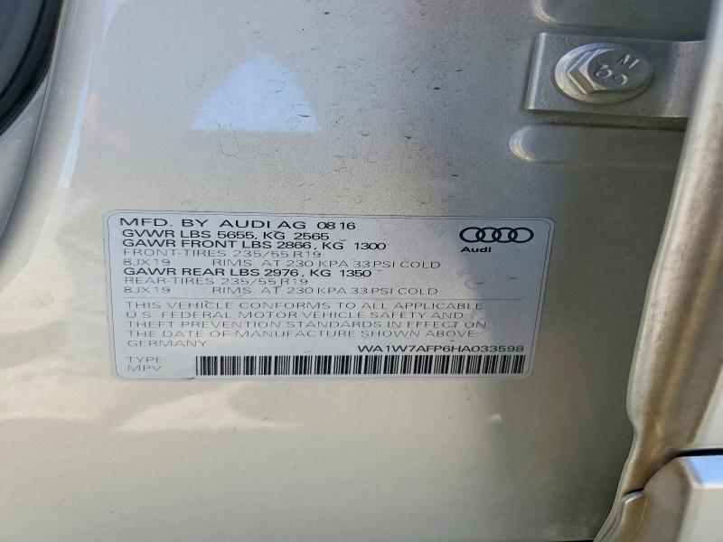 Продаж на аукціоні авто 2017 Audi Q5, vin: WA1W7AFP6HA033598, номер лоту: 57414816