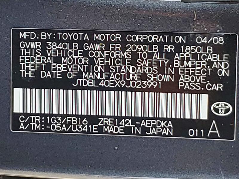 Продажа на аукционе авто 2009 Toyota Corolla, vin: JTDBL40EX9J023991, номер лота: 56497146