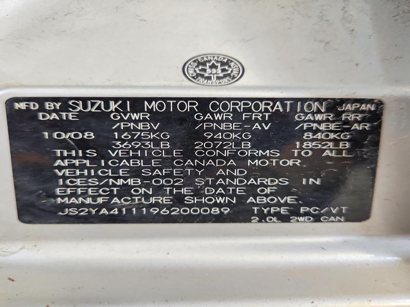 Продажа на аукционе авто 2009 Suzuki Sx4, vin: JS2YA411196200089, номер лота: 56146296