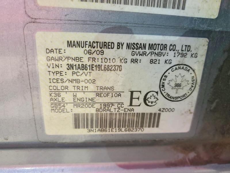55109386 :رقم المزاد ، 3N1AB61E19L682370 vin ، 2009 Nissan Sentra مزاد بيع