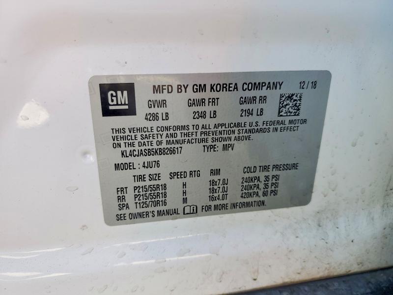 Auction sale of the 2019 Buick Encore, vin: KL4CJASB5KB826617, lot number: 55972946