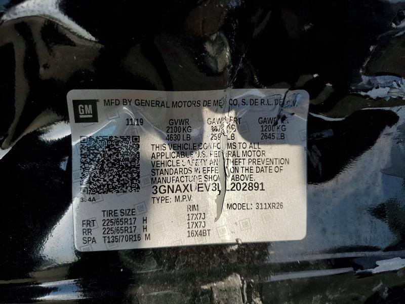 Aukcja sprzedaży 2020 Chevrolet Equinox, vin: 3GNAXUEV3LL202891, numer aukcji: 58886836