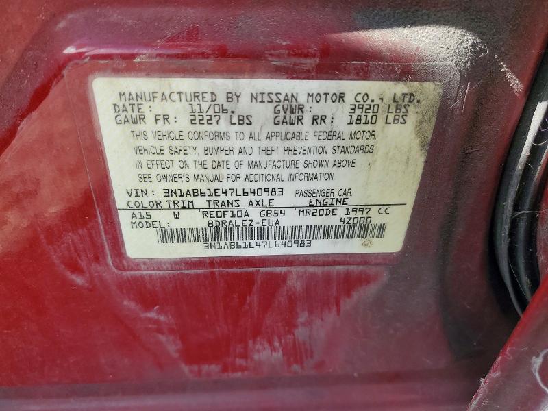 57759986 :رقم المزاد ، 3N1AB61E47L640983 vin ، 2007 Nissan Sentra مزاد بيع