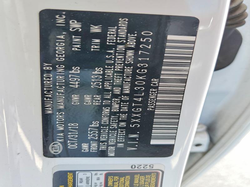 2019 Kia Optima მანქანა იყიდება აუქციონზე, vin: 5XXGT4L30KG317250, აუქციონის ნომერი: 56031206