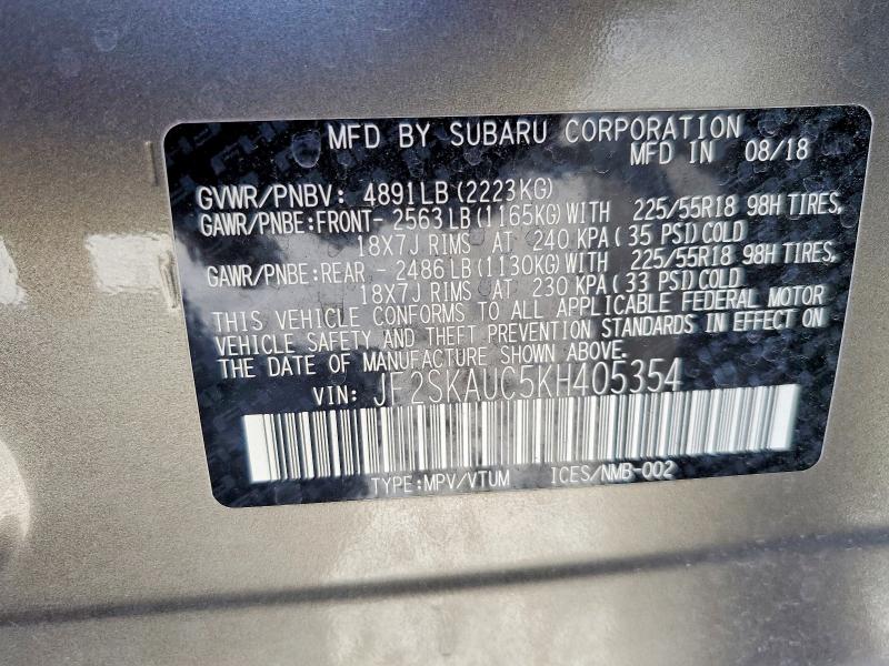Aukcja sprzedaży 2019 Subaru Forester, vin: JF2SKAUC5KH405354, numer aukcji: 56366406